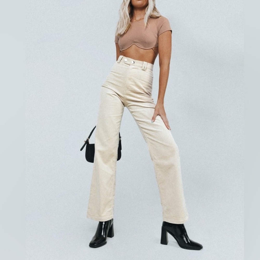 Princess Polly Cream High-Waisted Jeans